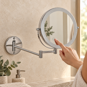 Wall-Mounted LED Makeup Mirror in a personal care routine