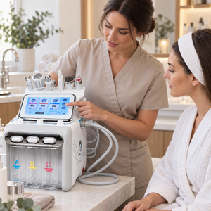 Professional 6-in-1 Facial Cleansing System demonstrated during a salon consultation