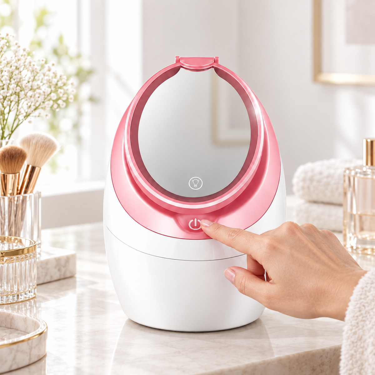 Nano Ionic Facial Steamer shown in a beauty routine