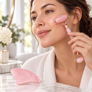 Jade Face Roller shown in a beauty routine