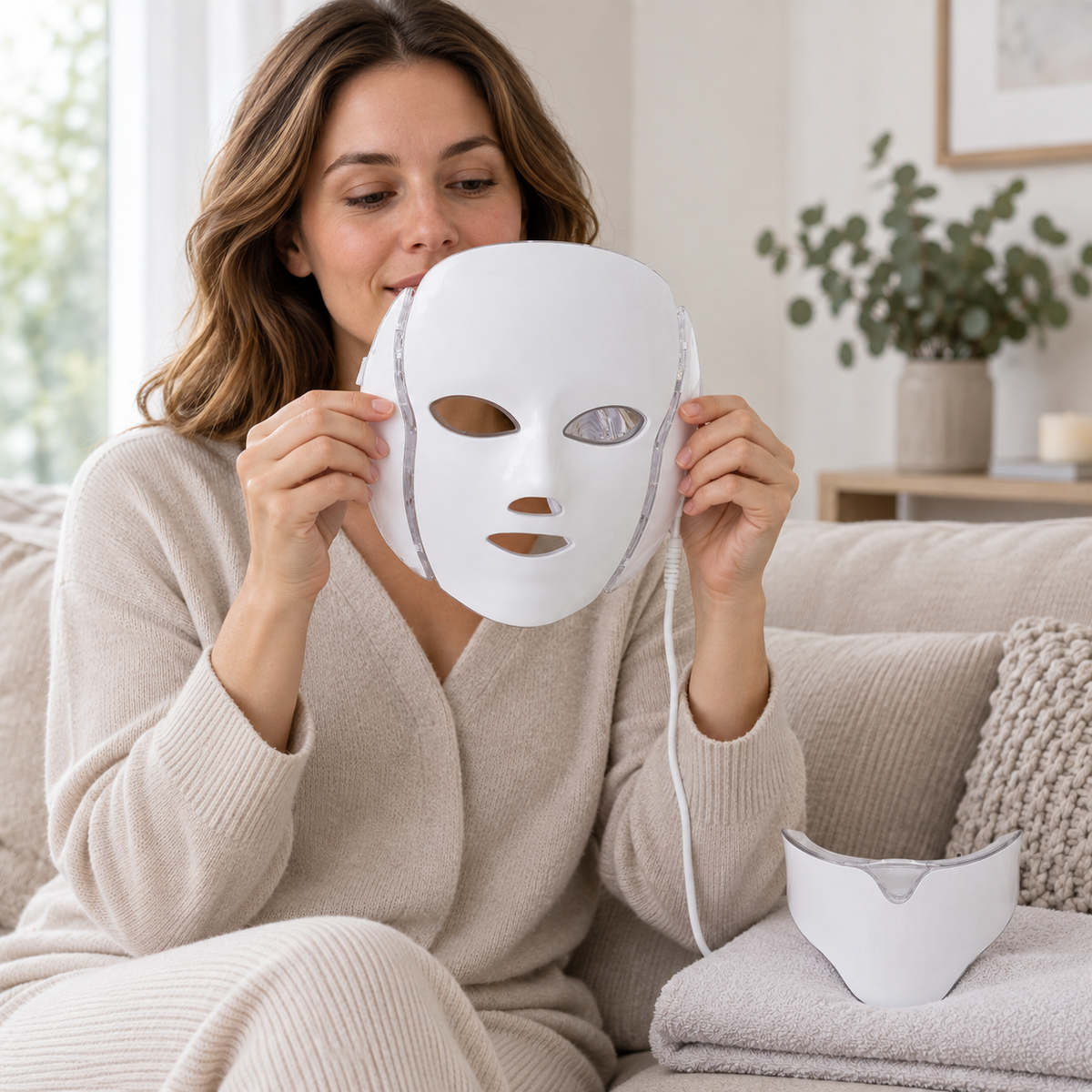 LED Facial Mask shown in a personal care routine