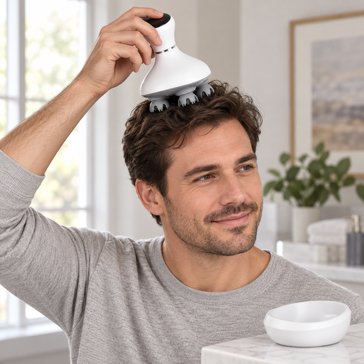 Cordless Scalp Massager shown in a beauty routine