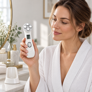 LED Light Therapy Facial Device shown in a personal care routine
