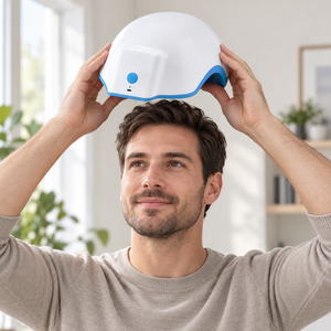 Laser Hair Growth Helmet shown in a beauty routine