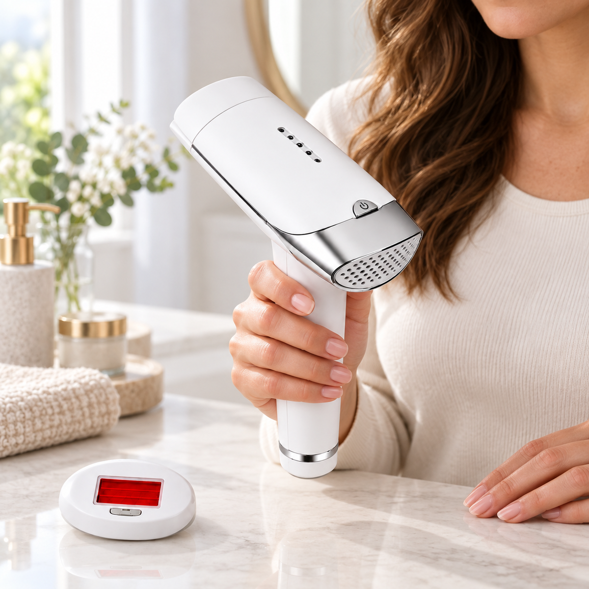 Laser Hair Removal Device shown in a beauty routine