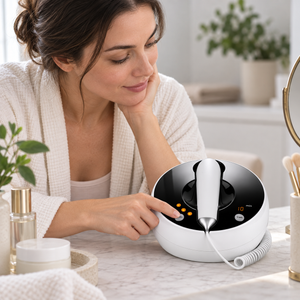 RF Facial Device shown in a personal care routine