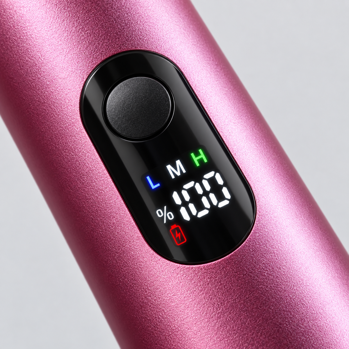Close-up of the electric foot file digital display and single control button.
