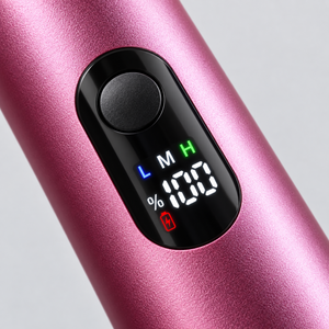 Close-up of the electric foot file digital display and single control button.