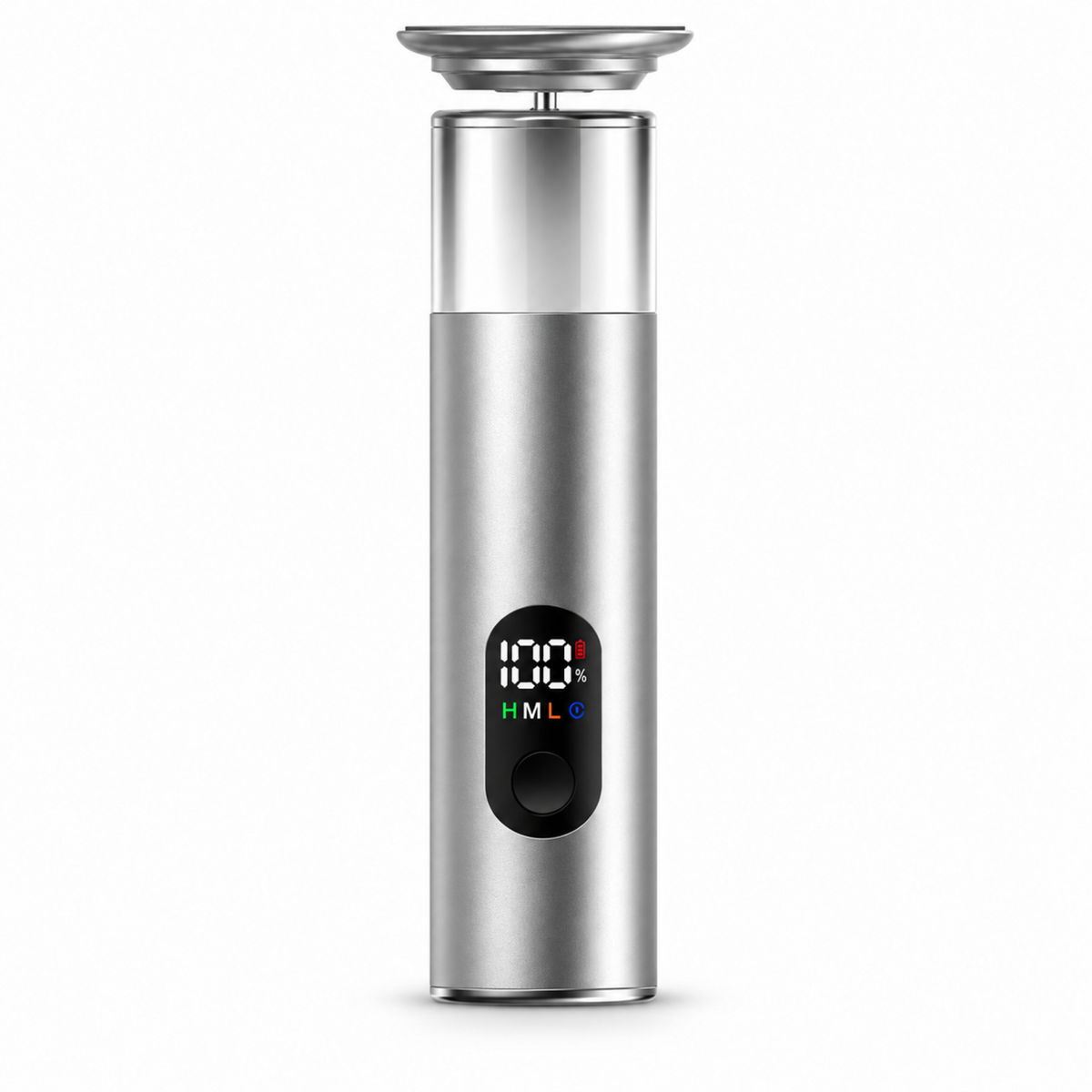 Silver colour option of the rechargeable electric foot file on a white background.