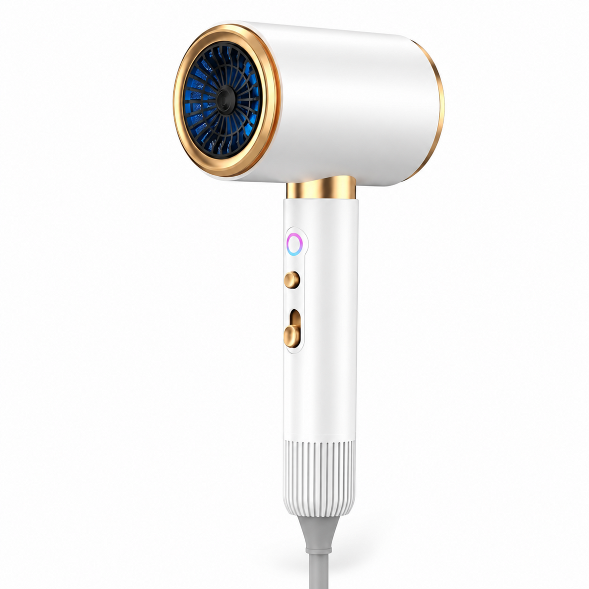 White colour option of the ionic hair dryer with gold accents