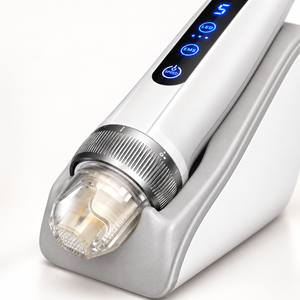 Detail view of the microneedling handpiece and adjustment collar