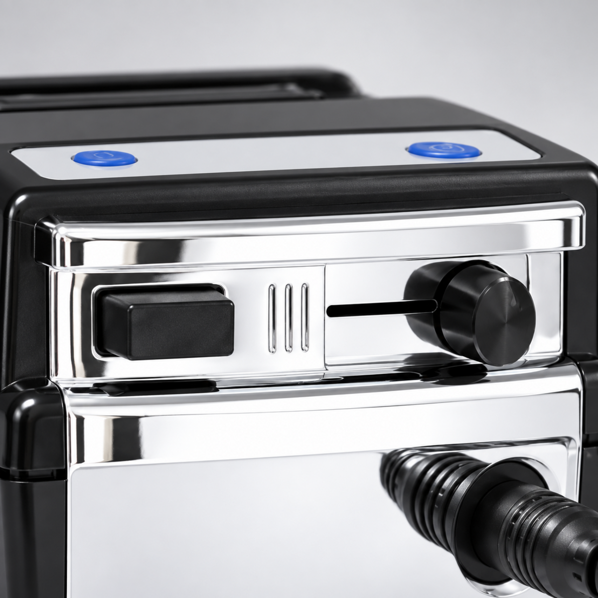 Close-up of the nail drill speed slider and front power switch