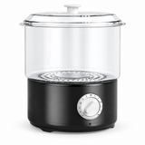 Black colour option of the compact towel steamer on a clean white background.