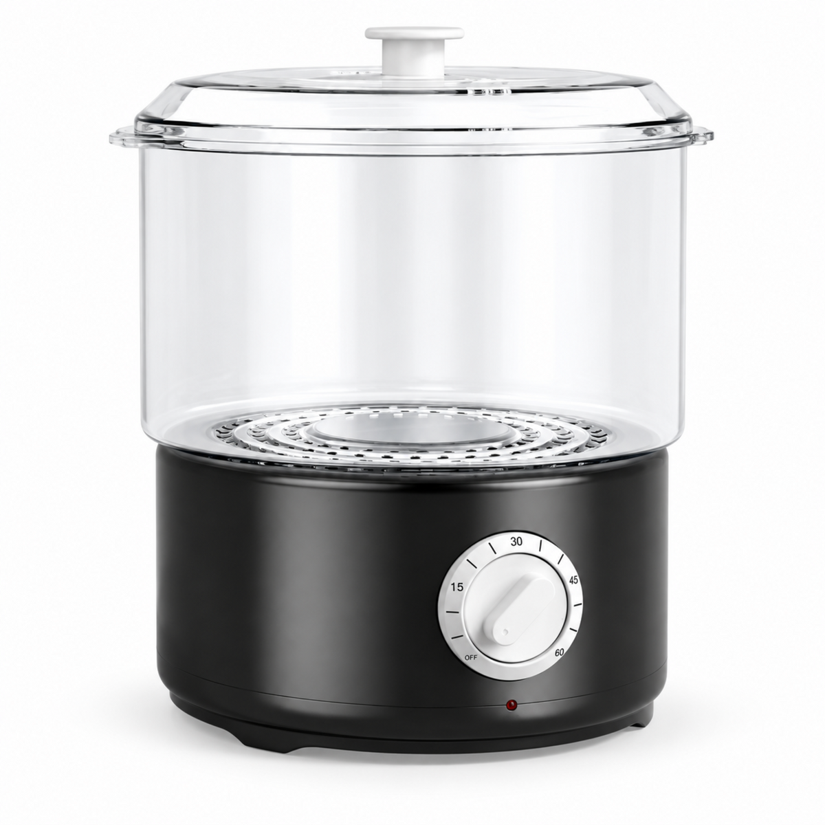Black colour option of the compact towel steamer on a clean white background.