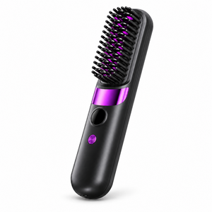 Black colour option of the hair straightening brush with purple accents