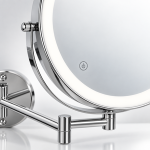 Detail of the wall mirror touch control and illuminated LED ring