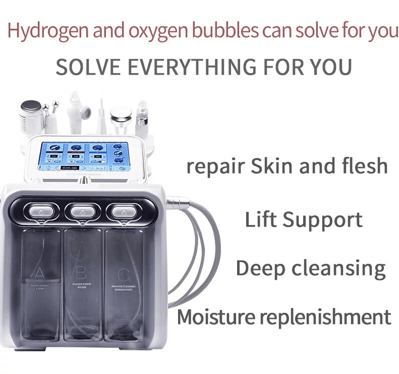 Hydrogen Oxygen Facial Beauty Machine 6 in 1 Hydro Dermabrasion Machine for Deep Cleaning - Beautyic.co.uk