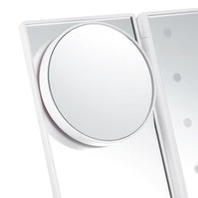 Load image into Gallery viewer, LED Makeup Vanity Mirror 1X 2X 3X 10X Magnification Tri Fold Adjustable Stand Dimmable - Beautyic.co.uk
