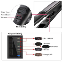 Load image into Gallery viewer, Professional Steam Hair Straightener Ceramic Vapor Hair Flat Iron Seam Hair Straightening Iron Curler Steamer Hair Styling Tool - Beautyic.co.uk
