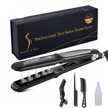 Load image into Gallery viewer, Professional Steam Hair Straightener Ceramic Vapor Hair Flat Iron Seam Hair Straightening Iron Curler Steamer Hair Styling Tool - Beautyic.co.uk
