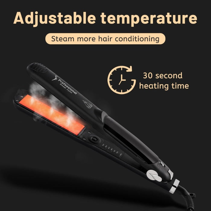 Professional Steam Hair Straightener Ceramic Vapor Hair Flat Iron Seam Hair Straightening Iron Curler Steamer Hair Styling Tool - Beautyic.co.uk