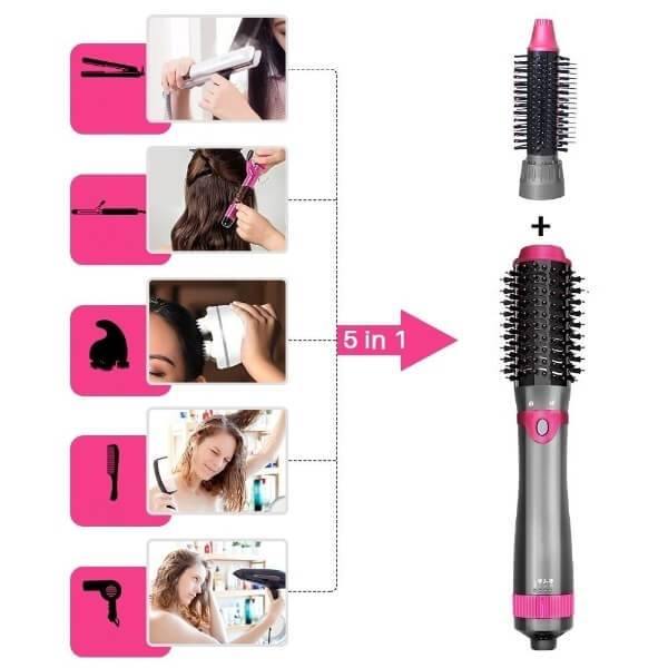 All In One Hair Volumizing And Drying Hair Brush Curling And Straightening Brush - Beautyic.co.uk