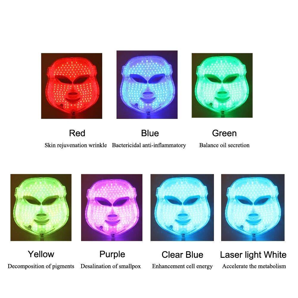 3/7 Colors Light LED Facial Mask Skin PDT Rejuvenation Home Salon Mask - Beautyic.co.uk