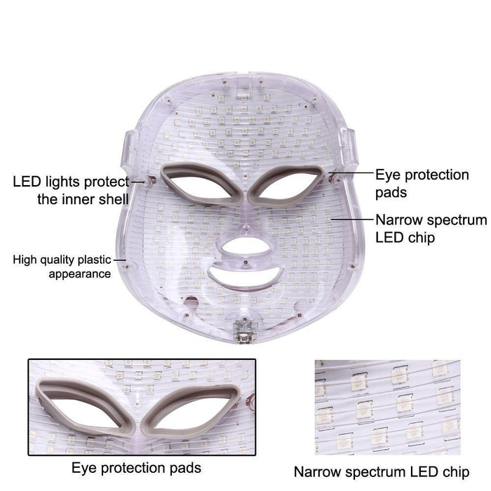 3/7 Colors Light LED Facial Mask Skin PDT Rejuvenation Home Salon Mask - Beautyic.co.uk