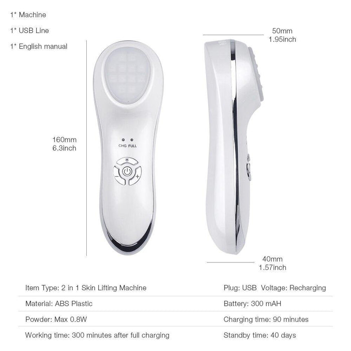 6 in 1 LED Photon Therapy Beauty Device Anti-aging Ultrasonic Vibration Facial Massager - Beautyic.co.uk