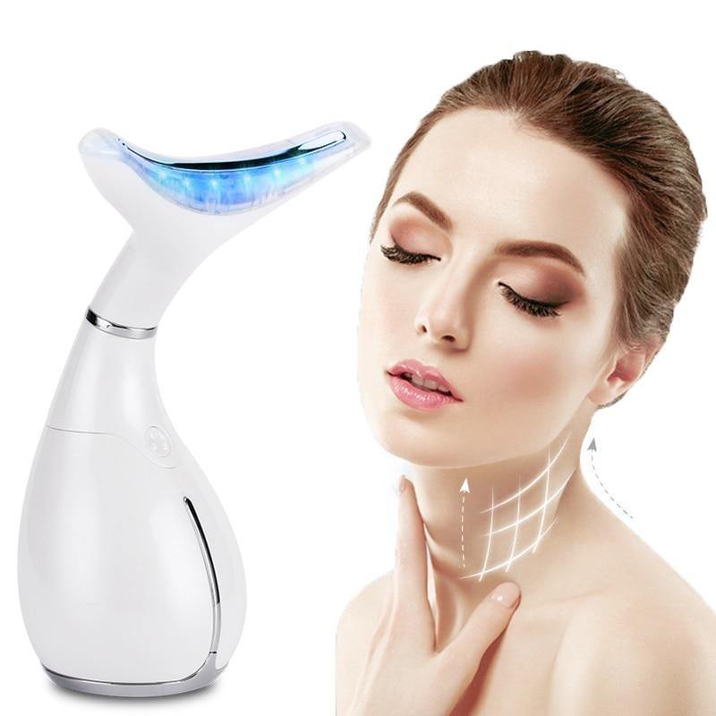 3 Color LED Light Anti-wrinkle Neck Vibration Massager Device - Beautyic.co.uk
