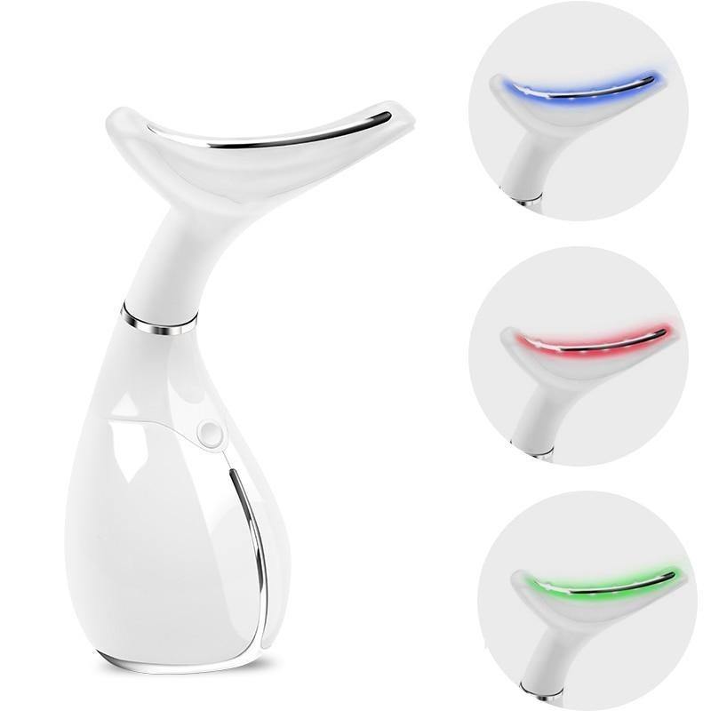 3 Color LED Light Anti-wrinkle Neck Vibration Massager Device - Beautyic.co.uk