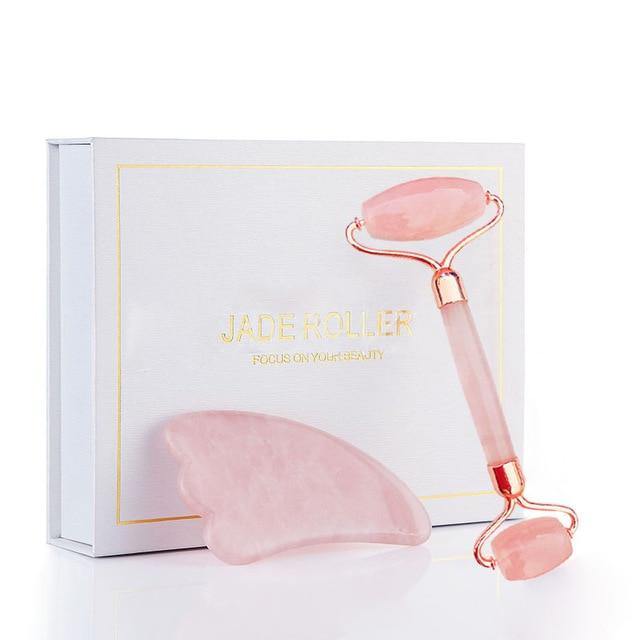 Jade Face Roller Facial massager Rose Quartz - Beautyic.co.uk