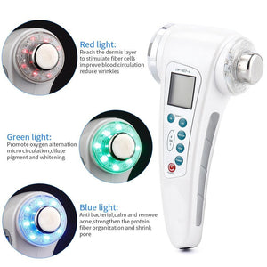 4 in 1 3Mhz Ultrasonic Galvanic Ion Photon Face Massager Skin Care Beauty Device - Beautyic.co.uk
