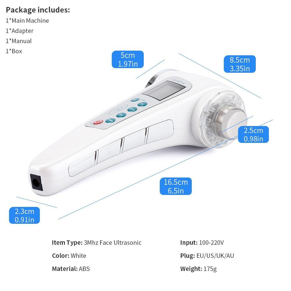 4 in 1 3Mhz Ultrasonic Galvanic Ion Photon Face Massager Skin Care Beauty Device - Beautyic.co.uk