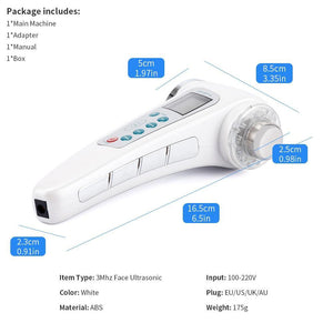 4 in 1 3Mhz Ultrasonic Galvanic Ion Photon Face Massager Skin Care Beauty Device - Beautyic.co.uk
