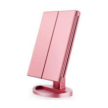 Load image into Gallery viewer, LED Makeup Vanity Mirror 1X 2X 3X 10X Magnification Tri Fold Adjustable Stand Dimmable - Beautyic.co.uk
