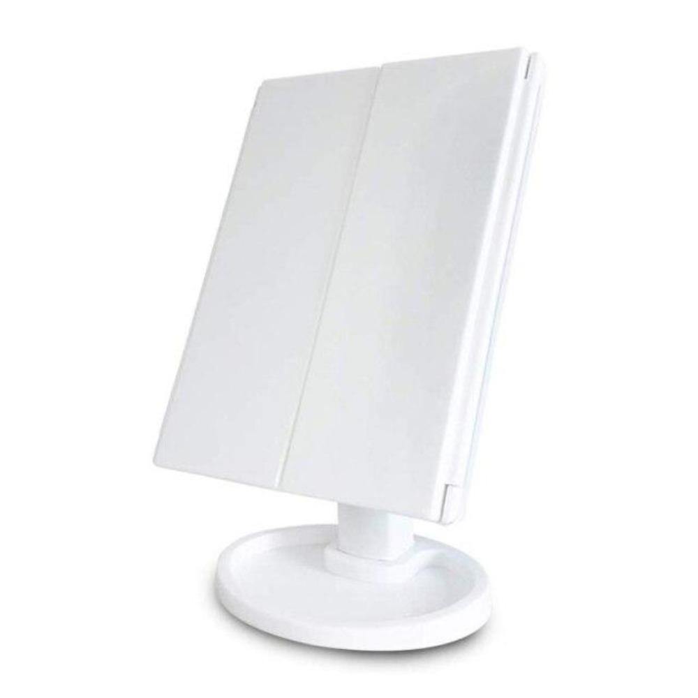 LED Makeup Vanity Mirror 1X 2X 3X 10X Magnification Tri Fold Adjustable Stand Dimmable - Beautyic.co.uk