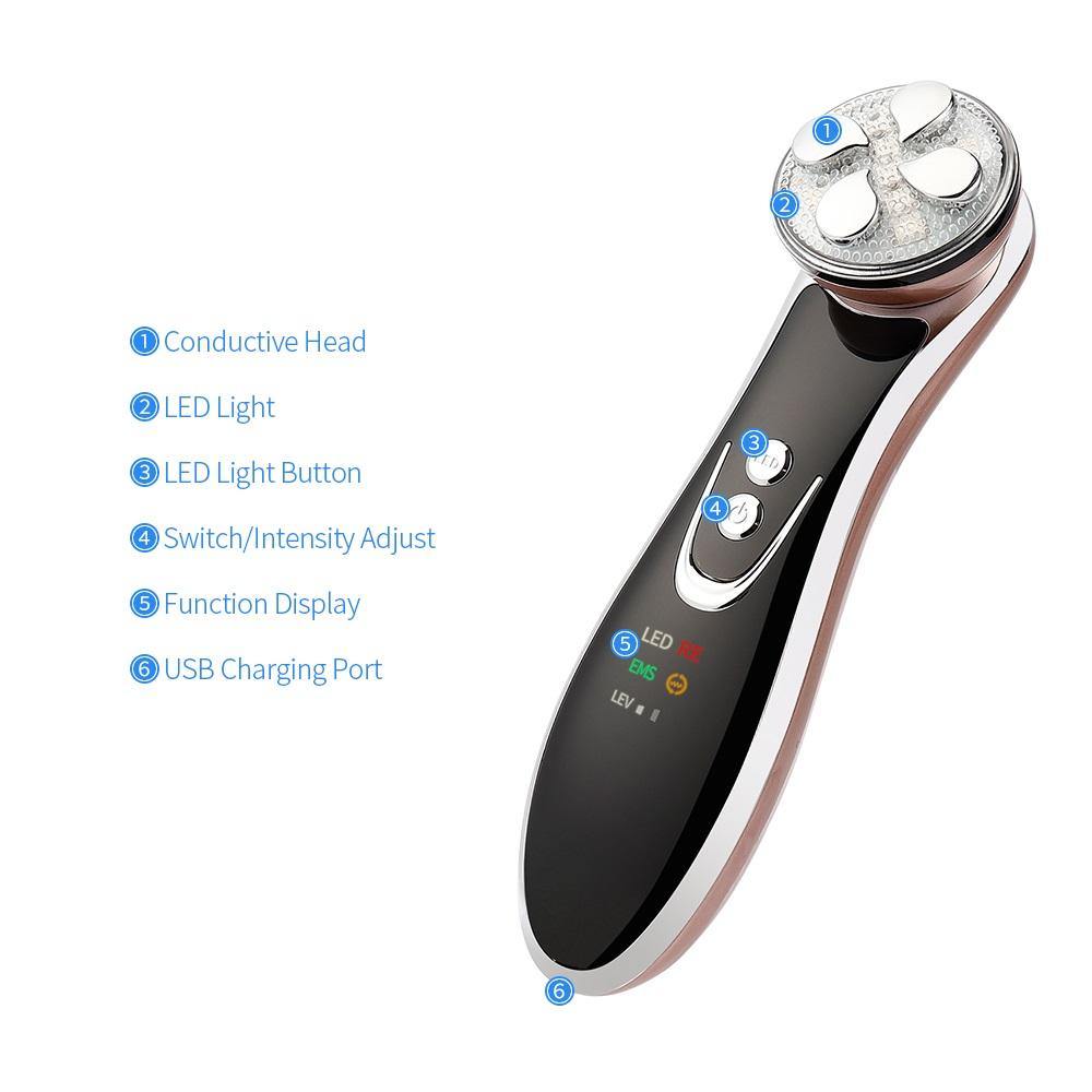5 In1 RF EMS Radio Frequency LED Photon Skin Lifting Device - Beautyic.co.uk
