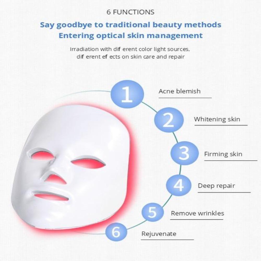 3/7 Colors Light LED Facial Mask Skin PDT Rejuvenation Home Salon Mask - Beautyic.co.uk