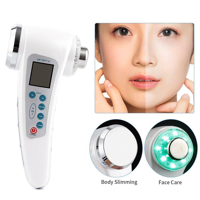 4 in 1 3Mhz Ultrasonic Galvanic Ion Photon Face Massager Skin Care Beauty Device - Beautyic.co.uk