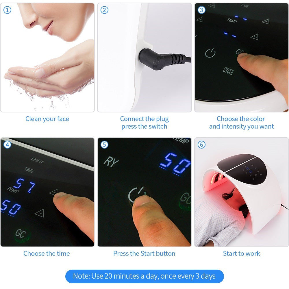 Foldable 7 Colors Photon PDT Led Light Acne Treatment Facial Mask - Beautyic.co.uk