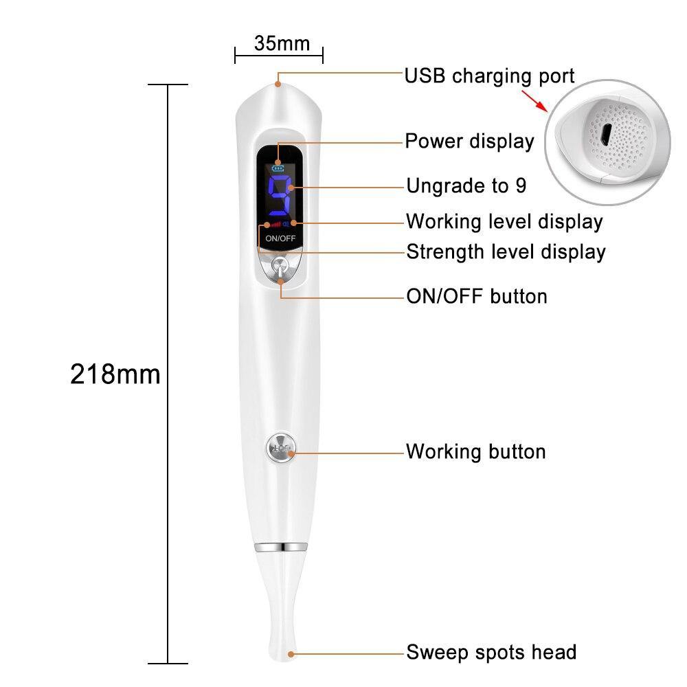 9 Level Mole Freckle Skin Tag Spot Eraser Plasma Derma Pen - Beautyic.co.uk