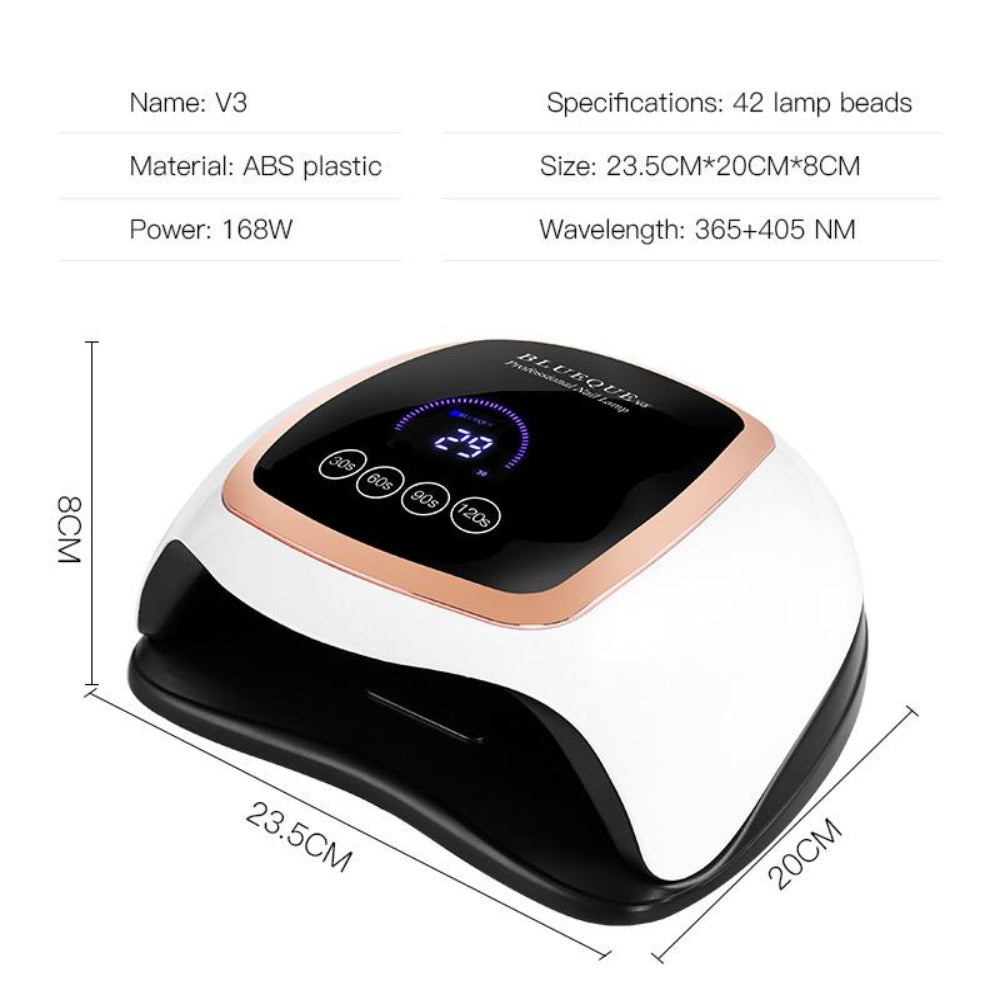BLUEQUE V3 168W UV Lamp For Manicure LED Nail Lamp For Nail Art Salon Tools - Beautyic.co.uk